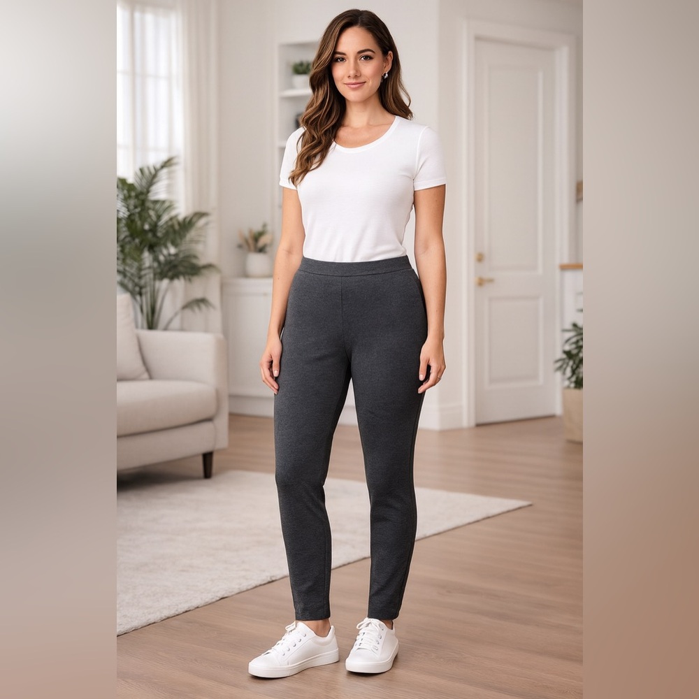 Chicos 3R XL 16/18 Gray Ponte Legging Pant Knit Pull On NWT NEW Comfy